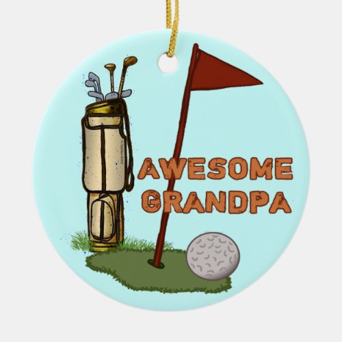 Awesome Grandpa Golf Ceramic Ornament