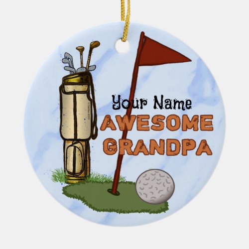Awesome Grandpa Golf Ceramic Ornament