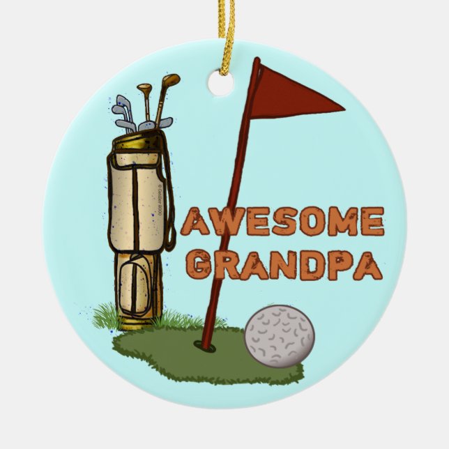 Awesome Grandpa Golf Ceramic Ornament (Front)