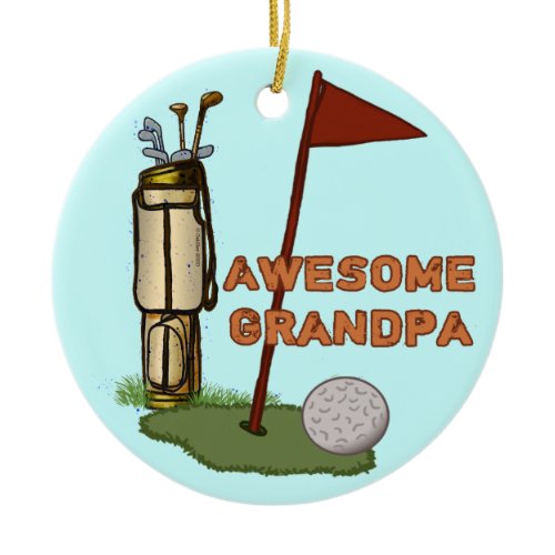 Awesome Grandpa Golf Ceramic Ornament