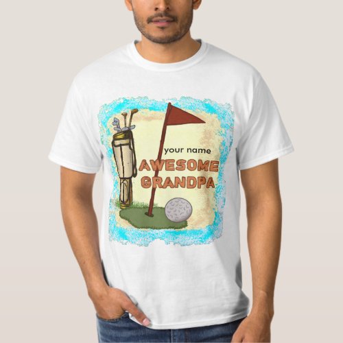 Awesome Grandpa Golf custom name golf  T_Shirt