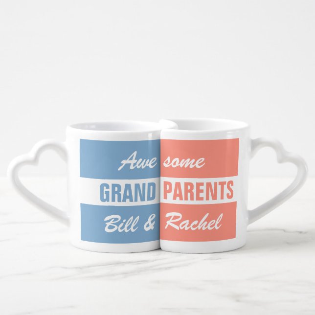 Awesome Grandparents - custom names - mug set (Front Nesting)