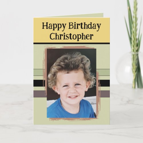 Awesome Grandson add photo green birthday Card