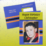 Awesome Grandson add photo purple birthday Card<br><div class="desc">For an awesome Grandson birthday greeting card.
This card is sure to put a smile on his face and make him feel special.
just add your personalized message inside and replace the photo with your own.
Color scheme is green,  purple and orange.</div>
