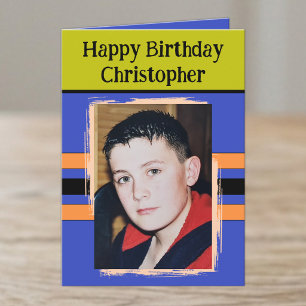 Awesome Grandson add photo purple birthday Card