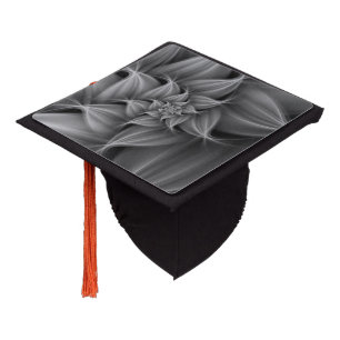 Awesome Gray Flower Fractal Graduation Cap Topper