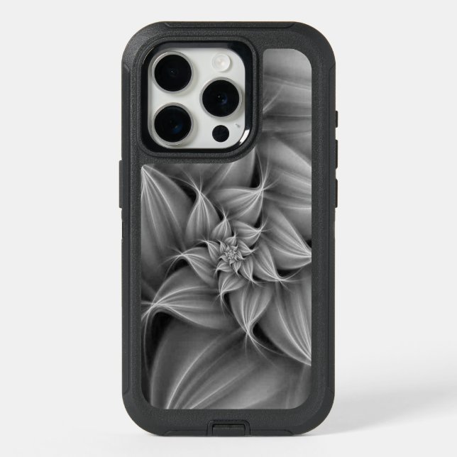 Awesome Gray Flower Fractal  iPhone 15 Pro Case (Back)