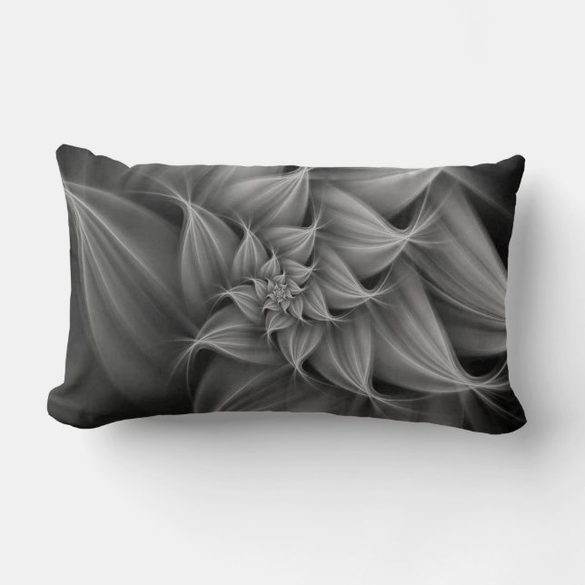Awesome Gray Flower Fractal  Lumbar Pillow (Front)