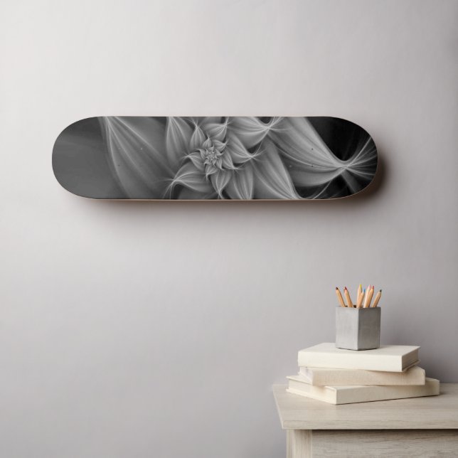 Awesome Gray Flower Fractal  Skateboard (Wall Art (Horz))