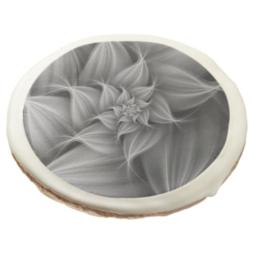Awesome Gray  Flower Fractal  Sugar Cookie