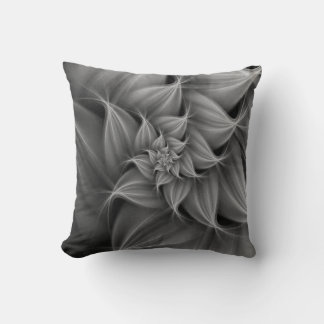Awesome Gray Flower Fractal  Throw Pillow