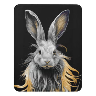 Awesome Gray Rabbit Guards the Rabbit Hole Door Sign