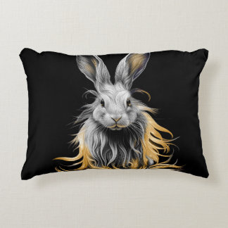 Awesome Gray Rabbit on Fire Accent Pillow