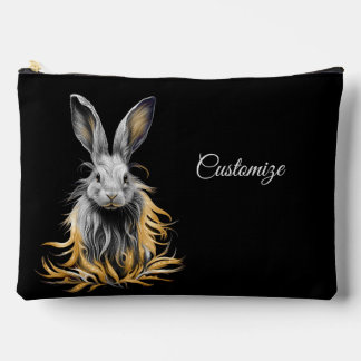 Awesome Gray Rabbit on Fire Accessory Pouch