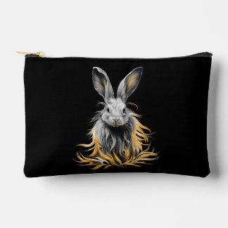 Awesome Gray Rabbit on Fire  Accessory Pouch