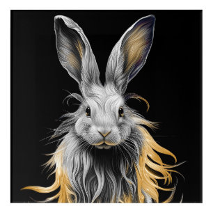 Awesome Gray Rabbit on Fire Acrylic Print