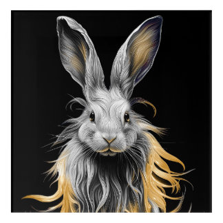 Awesome Gray Rabbit on Fire Acrylic Print