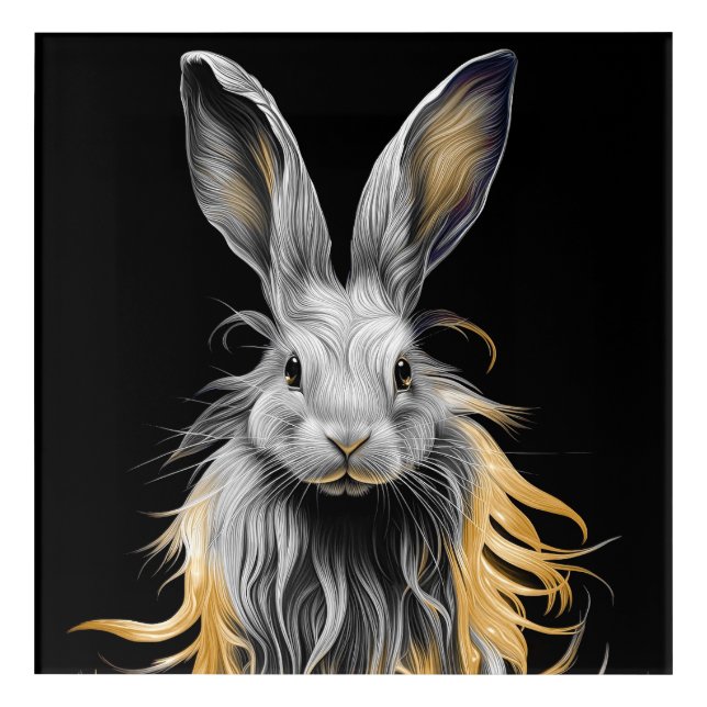 Awesome Gray Rabbit on Fire  Acrylic Print (Front)