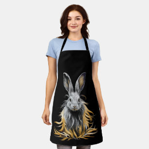 Awesome Gray Rabbit on Fire Apron