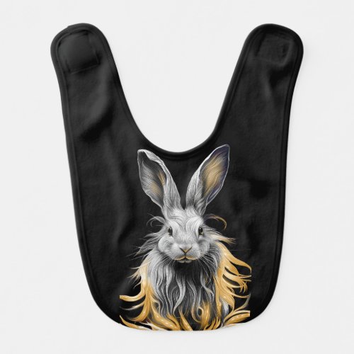 Awesome Gray Rabbit on Fire  Baby Bib