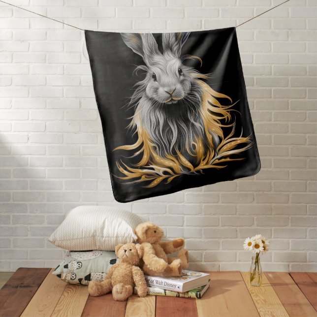 Awesome Gray Rabbit on Fire  Baby Blanket (In Situ)