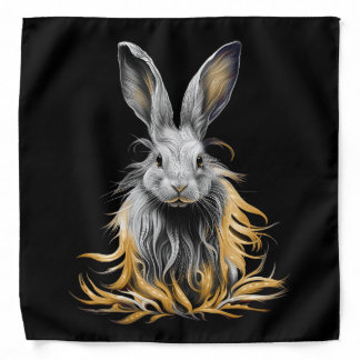 Awesome Gray Rabbit on Fire Bandana
