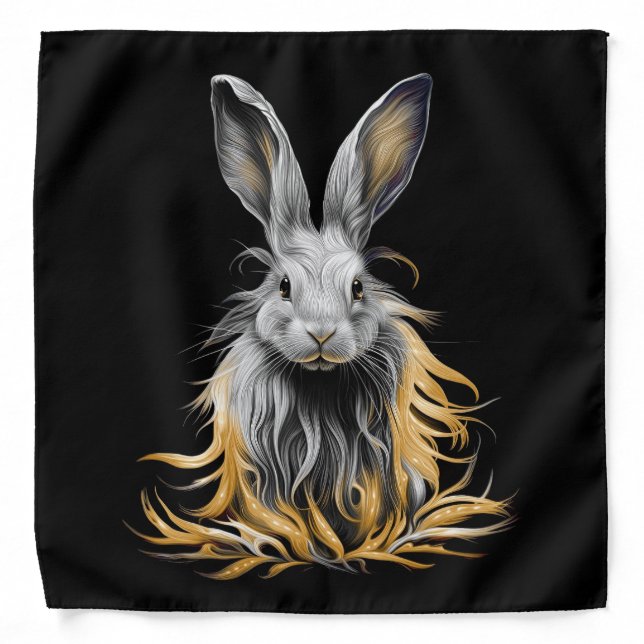 Awesome Gray Rabbit on Fire  Bandana (Front)