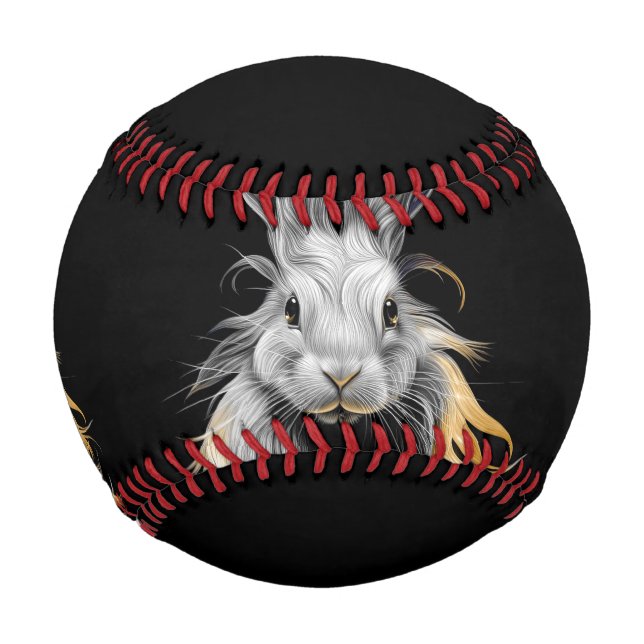 Awesome Gray Rabbit on Fire  Baseball (Front)