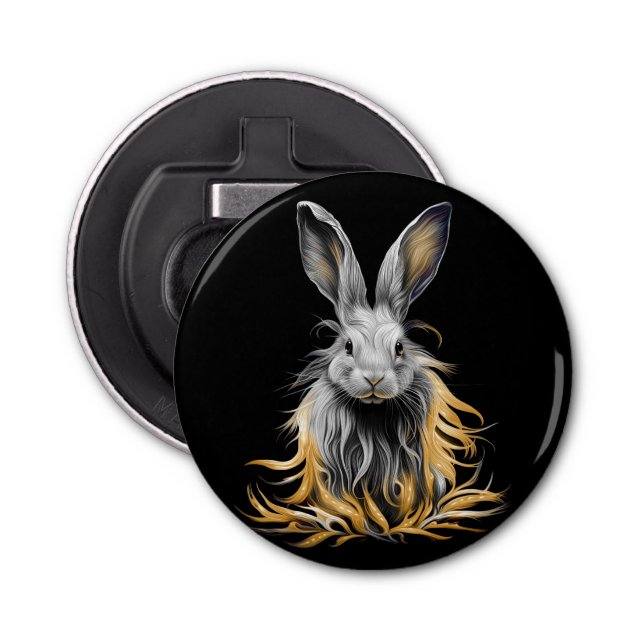 Awesome Gray Rabbit on Fire  Bottle Opener (Front)