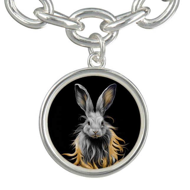 Awesome Gray Rabbit on Fire  Bracelet (Design)