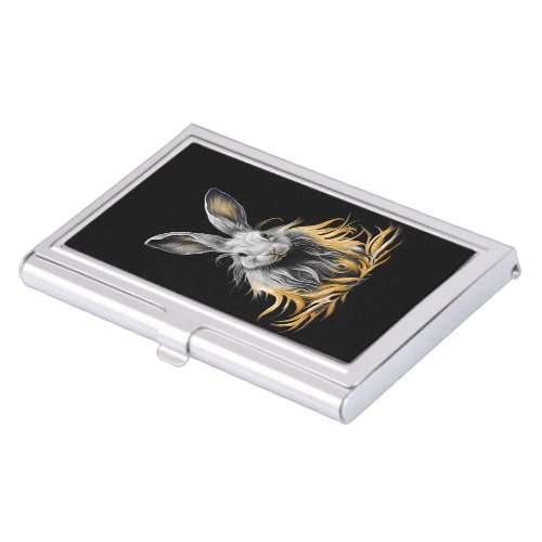 Awesome Gray Rabbit on Fire  Business Card Case