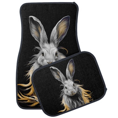 Awesome Gray Rabbit on Fire  Car Floor Mat