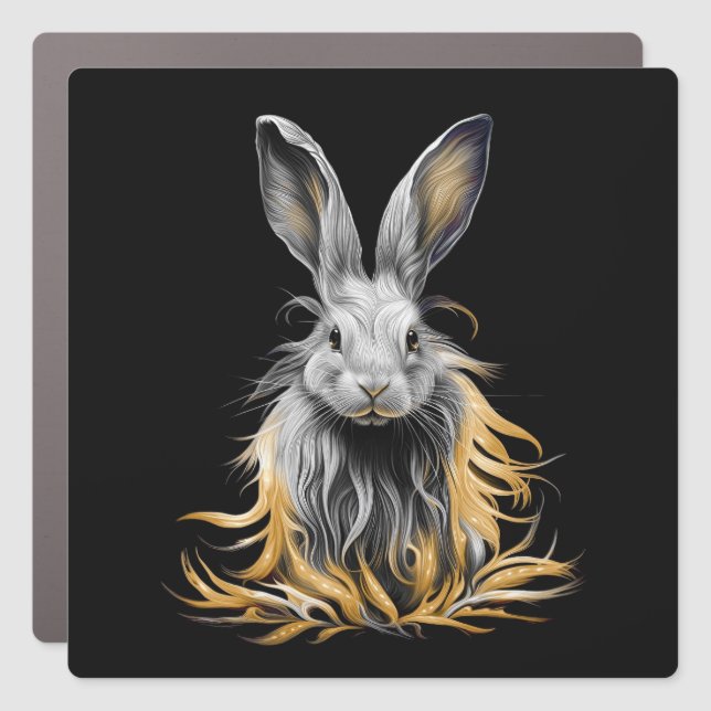 Awesome Gray Rabbit on Fire  Car Magnet (Front)