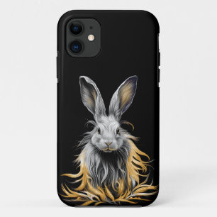 Awesome Gray Rabbit on Fire iPhone 11 Case