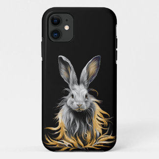 Awesome Gray Rabbit on Fire  iPhone 11 Case