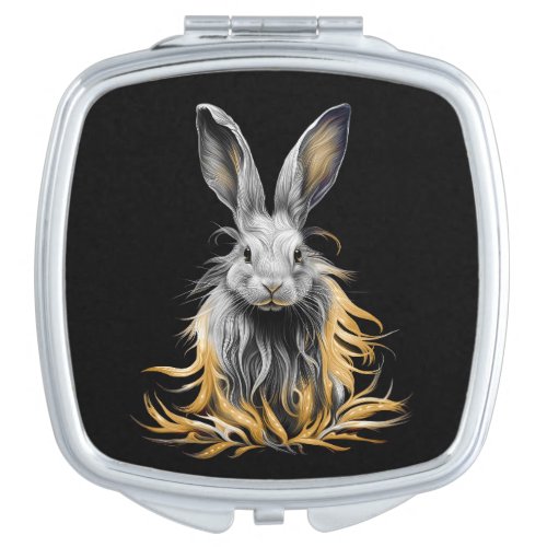 Awesome Gray Rabbit on Fire  Compact Mirror