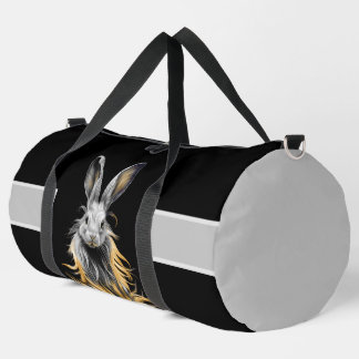 Awesome Gray Rabbit on Fire  Duffle Bag