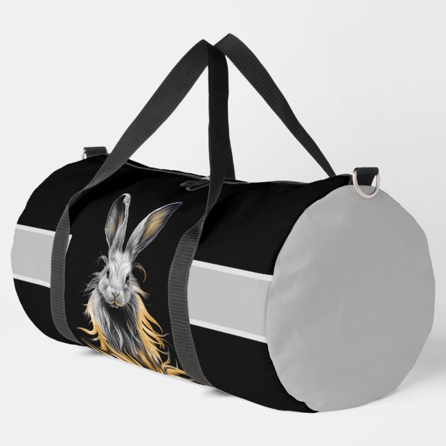 Awesome Gray Rabbit on Fire  Duffle Bag (Left Corner)