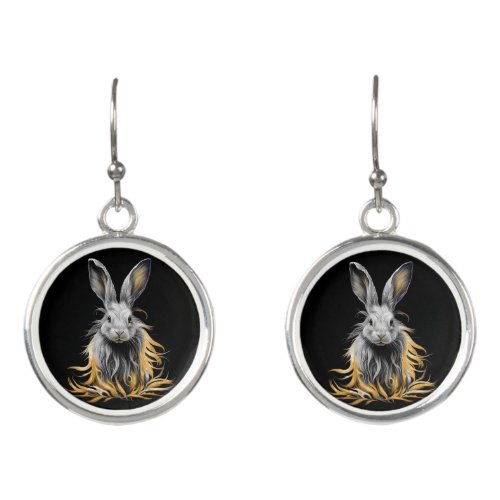 Awesome Gray Rabbit on Fire  Earrings