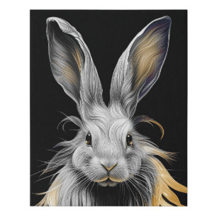 Awesome Gray Rabbit on Fire Faux Canvas Print