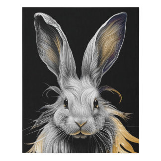 Awesome Gray Rabbit on Fire  Faux Canvas Print
