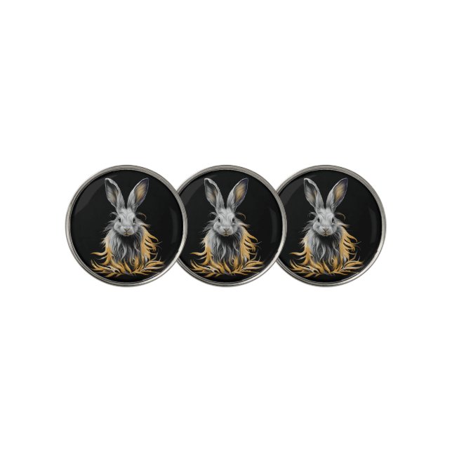 Awesome Gray Rabbit on Fire  Golf Ball Marker (3 Up)
