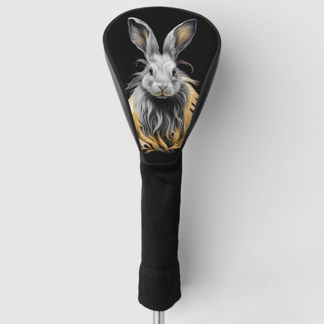 Awesome Gray Rabbit on Fire  Golf Head Cover (Front)