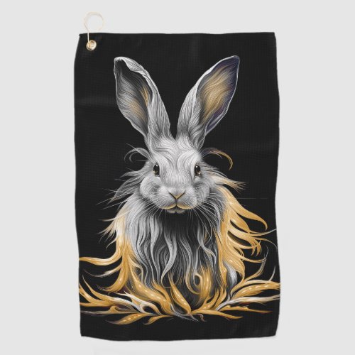 Awesome Gray Rabbit on Fire  Golf Towel