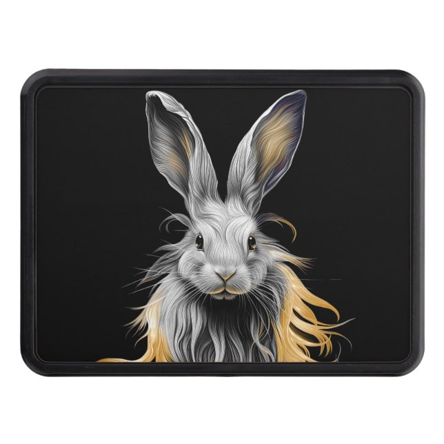 Awesome Gray Rabbit on Fire  Hitch Cover (Front)