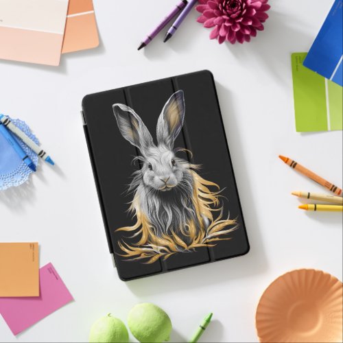Awesome Gray Rabbit on Fire  iPad Air Cover