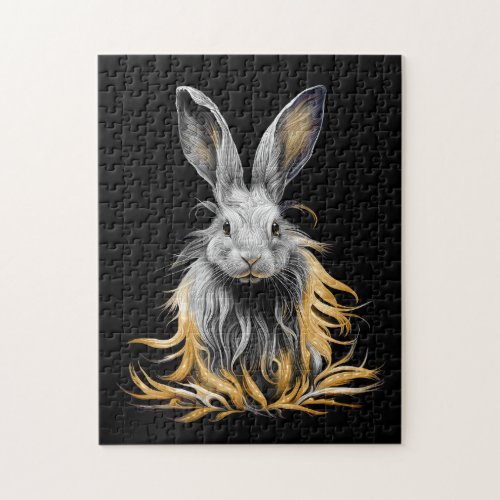 Awesome Gray Rabbit on Fire  Jigsaw Puzzle