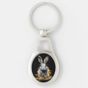 Awesome Gray Rabbit on Fire  Keychain