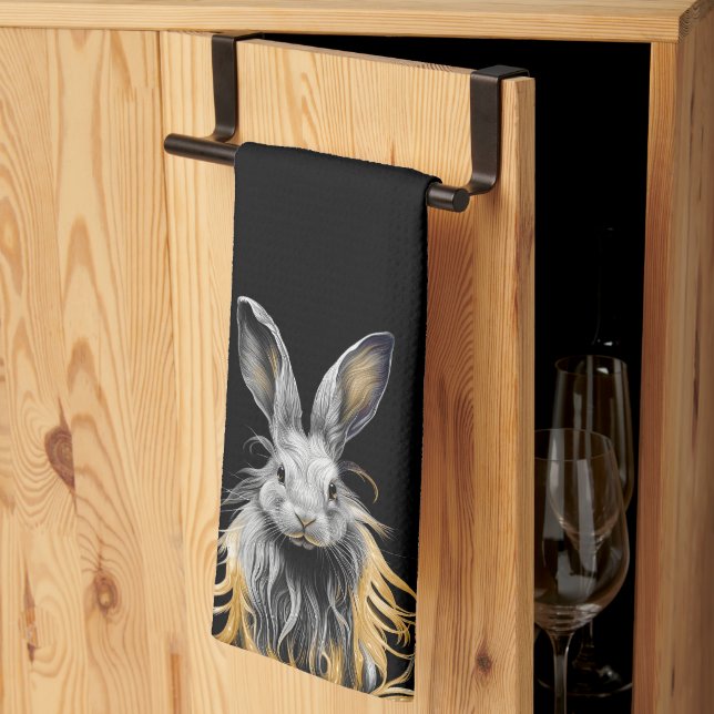 Awesome Gray Rabbit on Fire  Kitchen Towel (Thirds Fold)