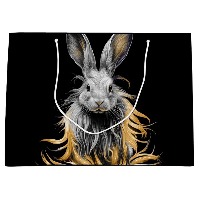 Awesome Gray Rabbit on Fire  Large Gift Bag (Front)